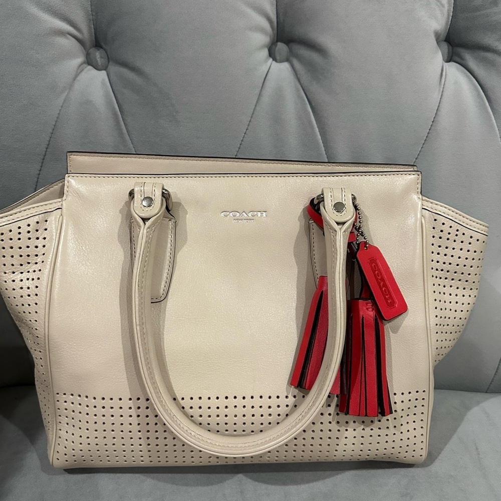 Coach Legacy Heather Bisque Candace Carryall Tote Shoulder bag.